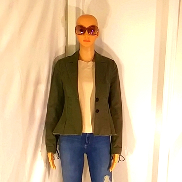 NWOT Intermix Army Green Distressed Blazer - Picture 1 of 11